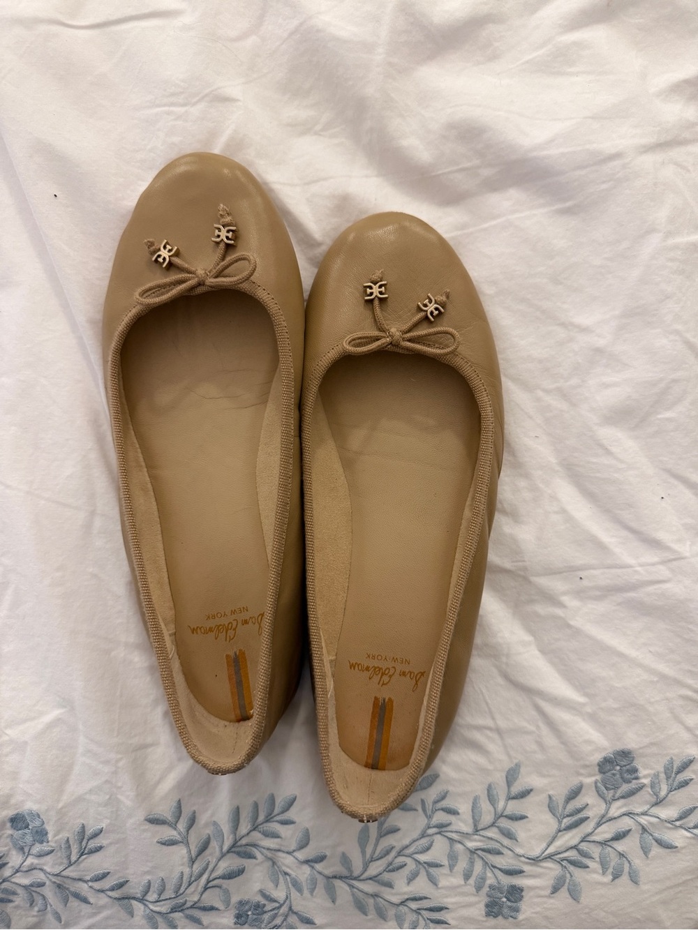 Sam Edelman Tan Leather Ballet Flats with Bow